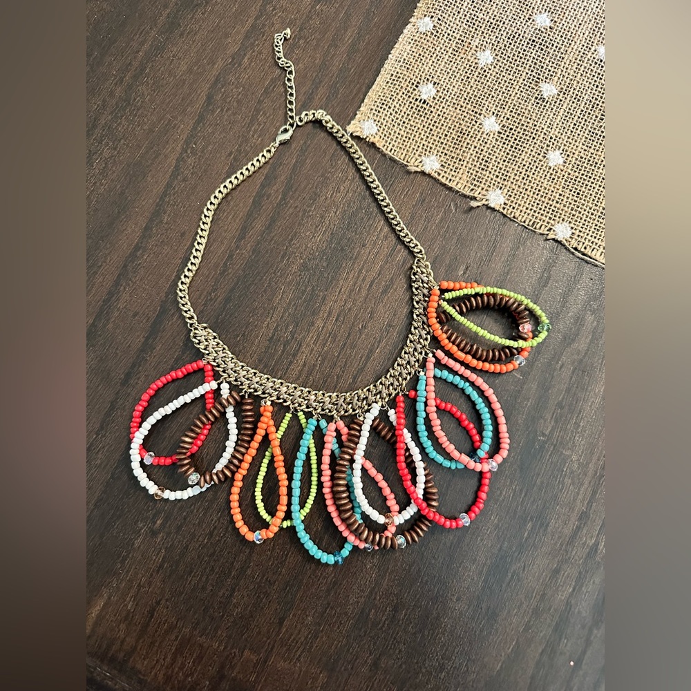 Gold and Multicolor Bead Necklace